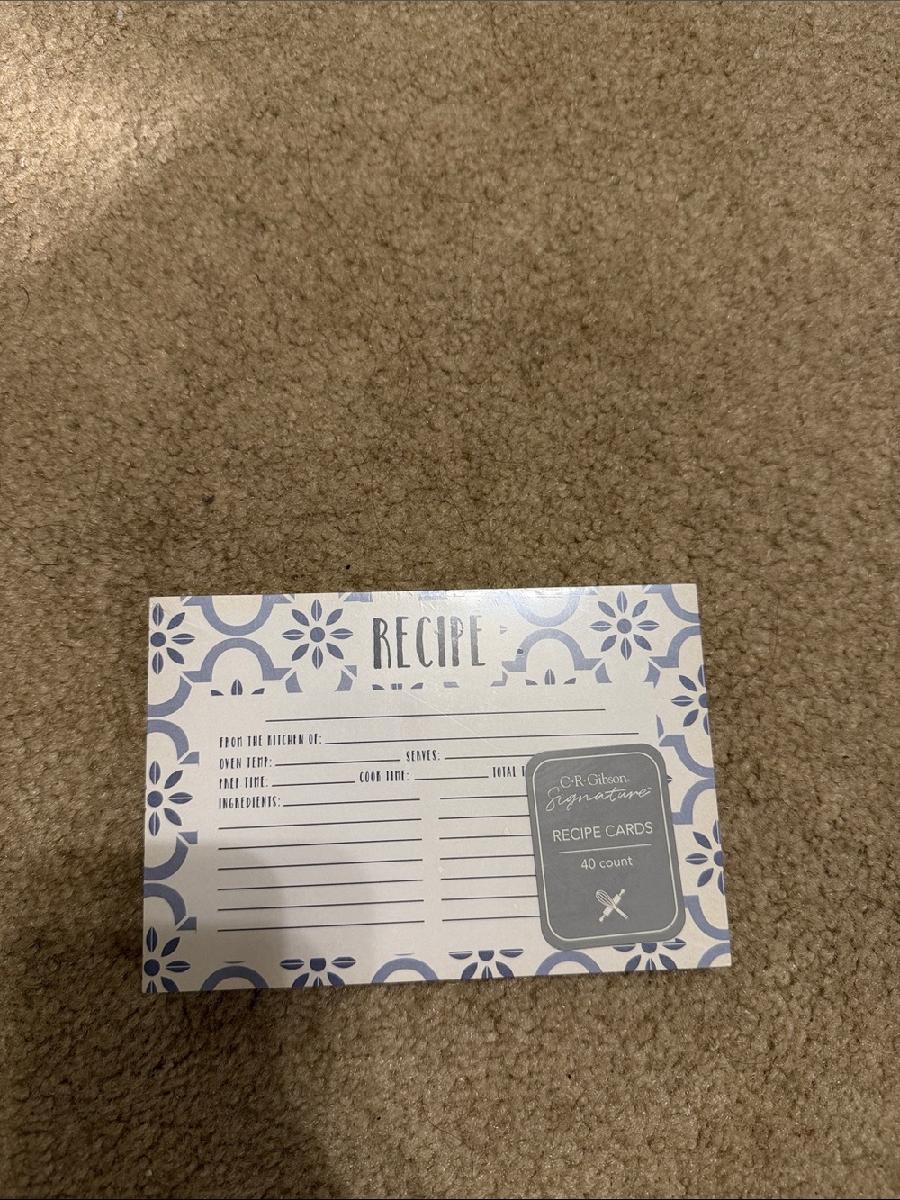 Recipe Cards - Blue Patterned 4x6 Set—40 count